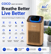 SMART AIR PURIFIER LIGHT WOOD | Ai+ HEPA 13 ( PRE-ORDER )